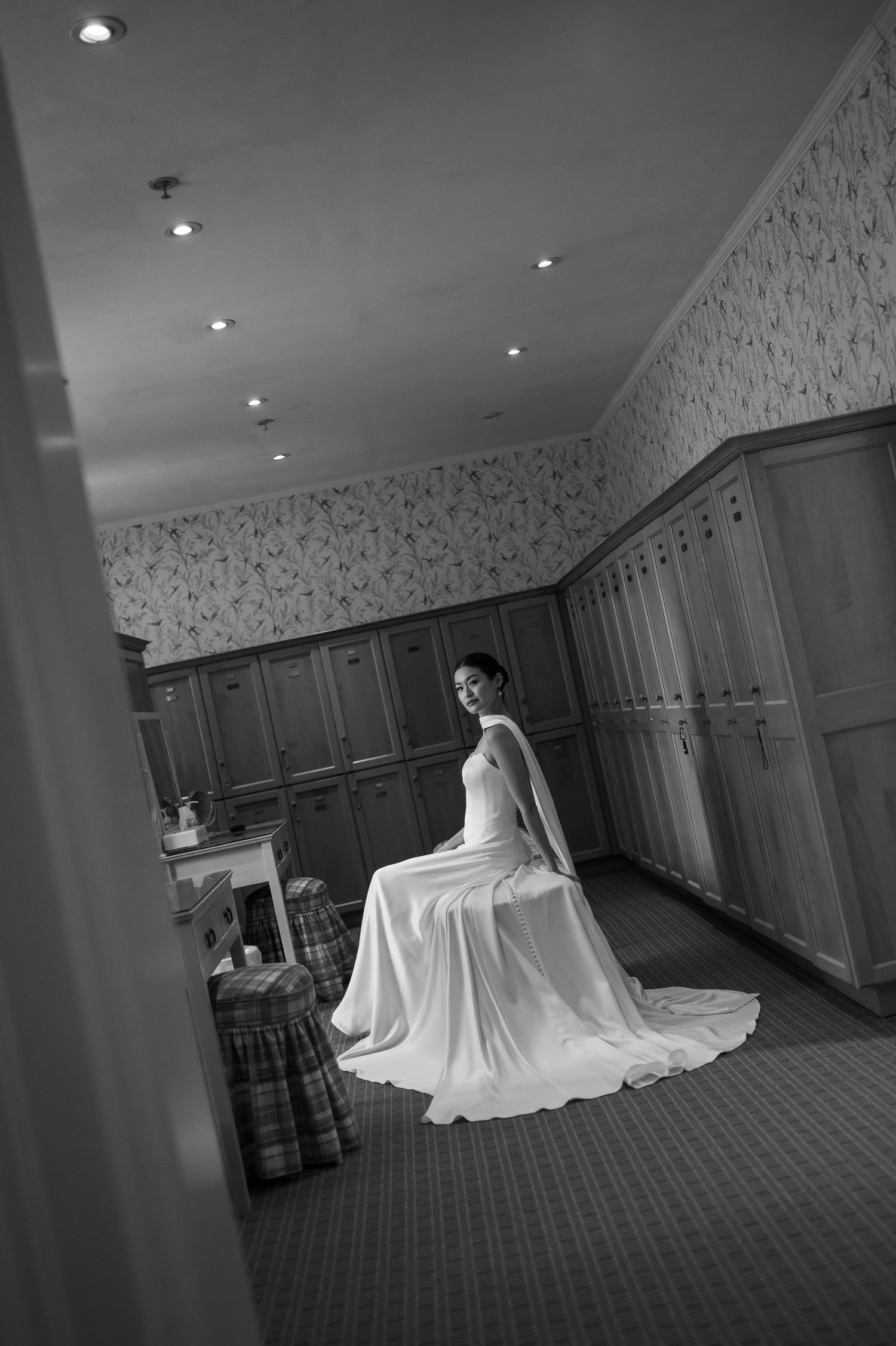 Elegant Bride Amy in the Addilyn Wedding Dress with Scarf