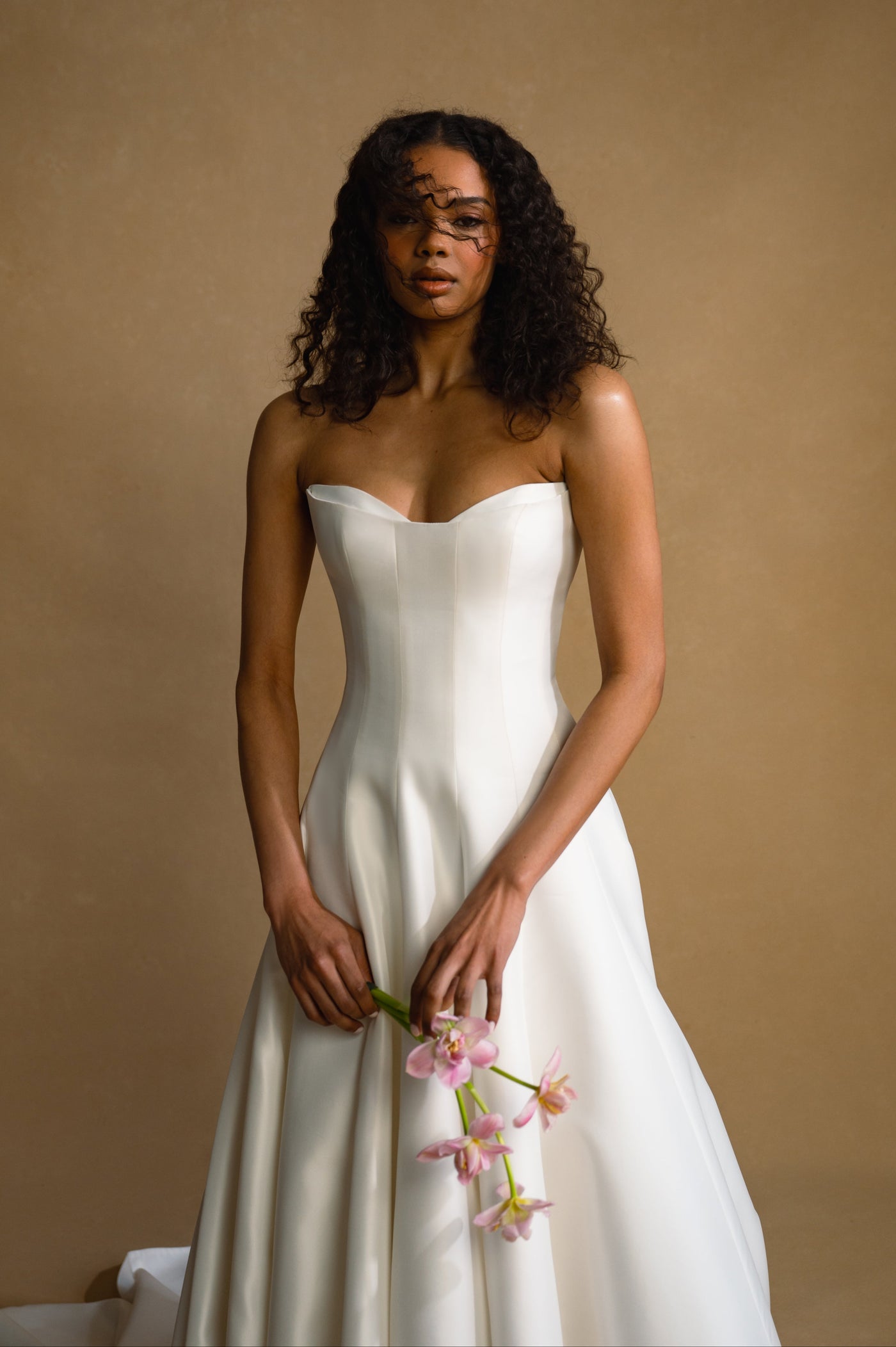 Strapless Taffeta Wedding Dress on Model