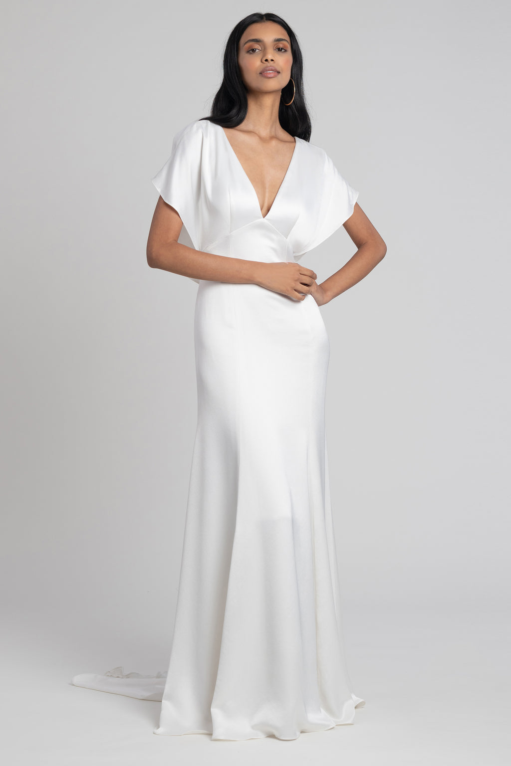 Jenny_Yoo_Beale_Wedding_Dress_V_Neck_Flutter_Sleeve_Satin_Front_2400x3600