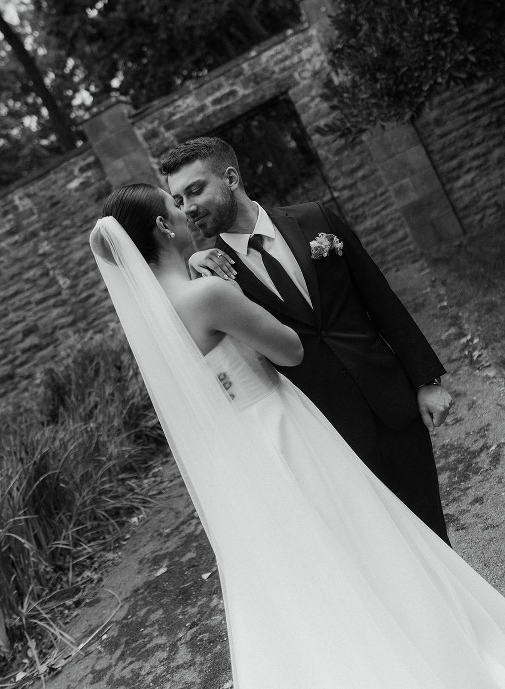 Elegant and Classic Brynn Strapless Gown on Bride Arianna