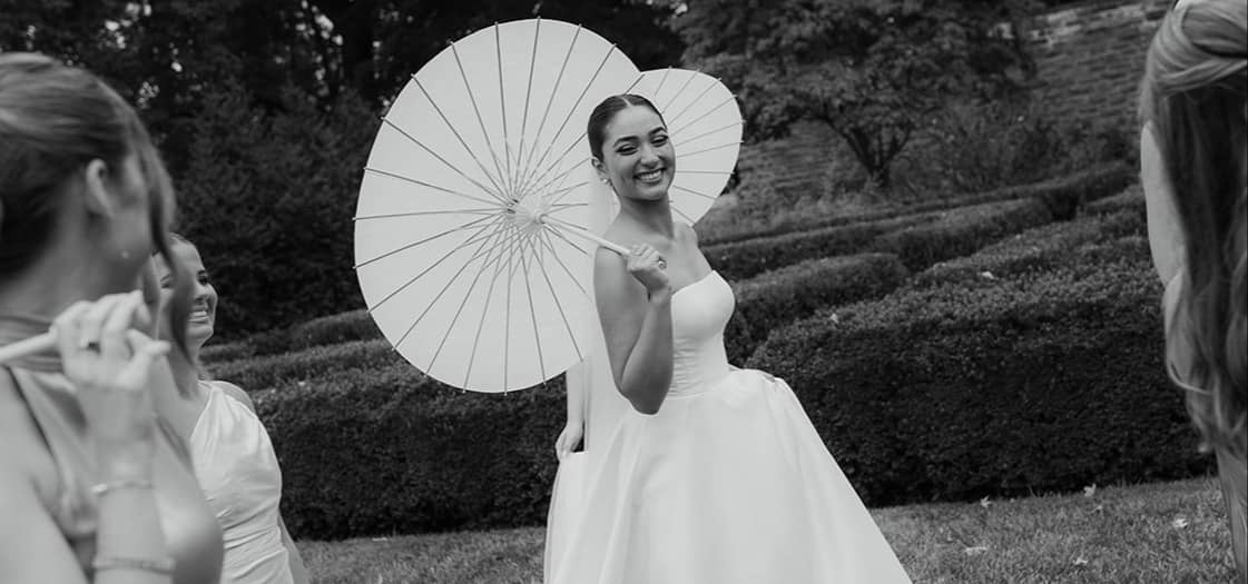 Elegant and Classic Brynn Strapless Gown on Bride Arianna