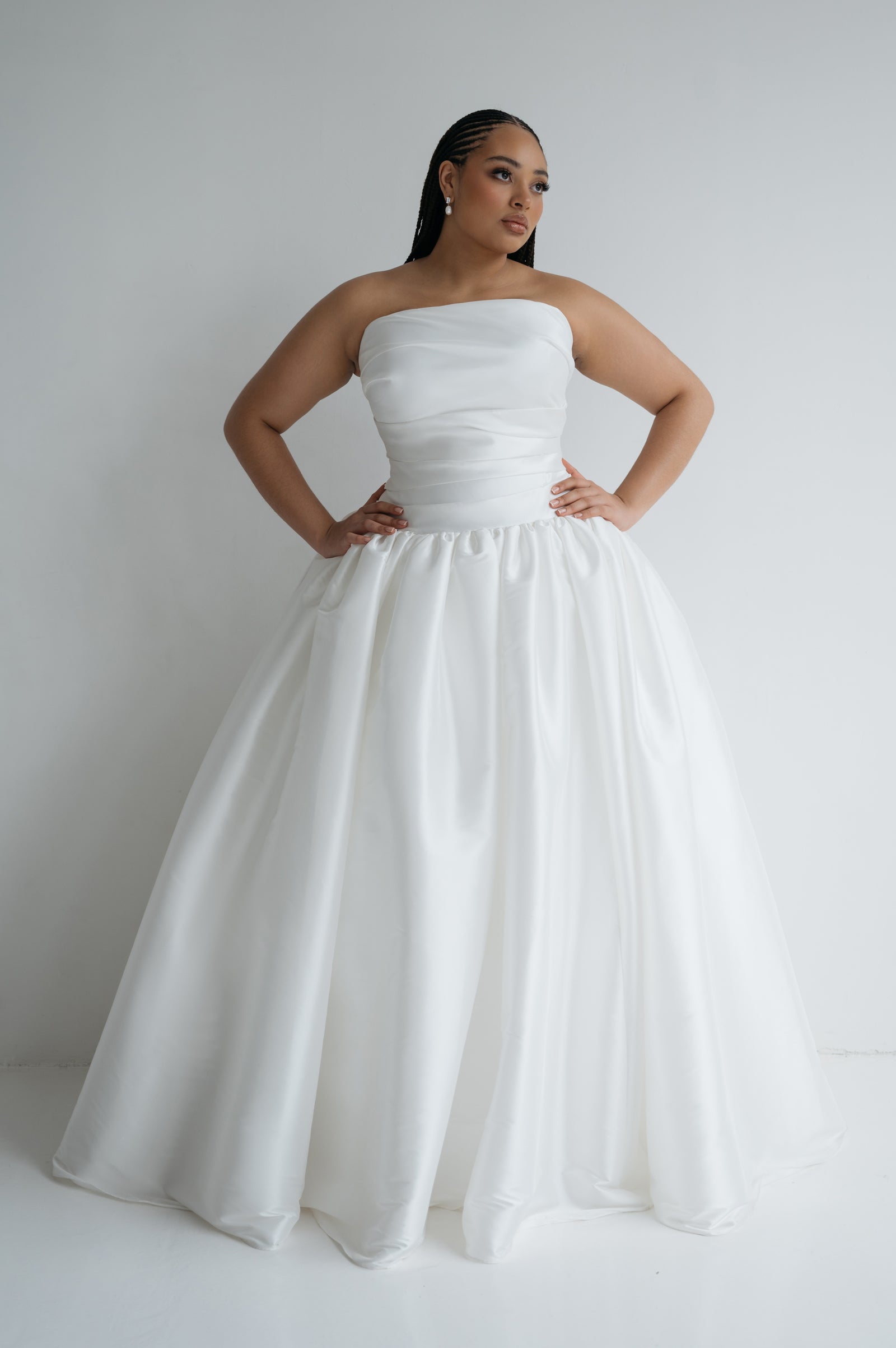 Strapless Drop Waist Plus Size Wedding Dress