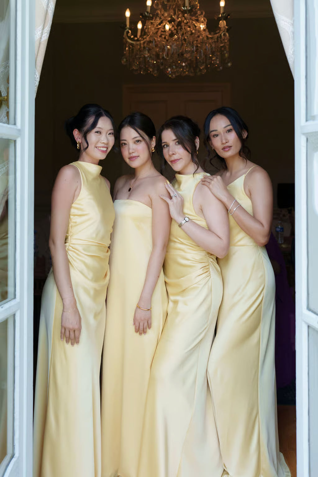 Daffodil Yellow Satin Bridesmaid Dresses Real Wedding