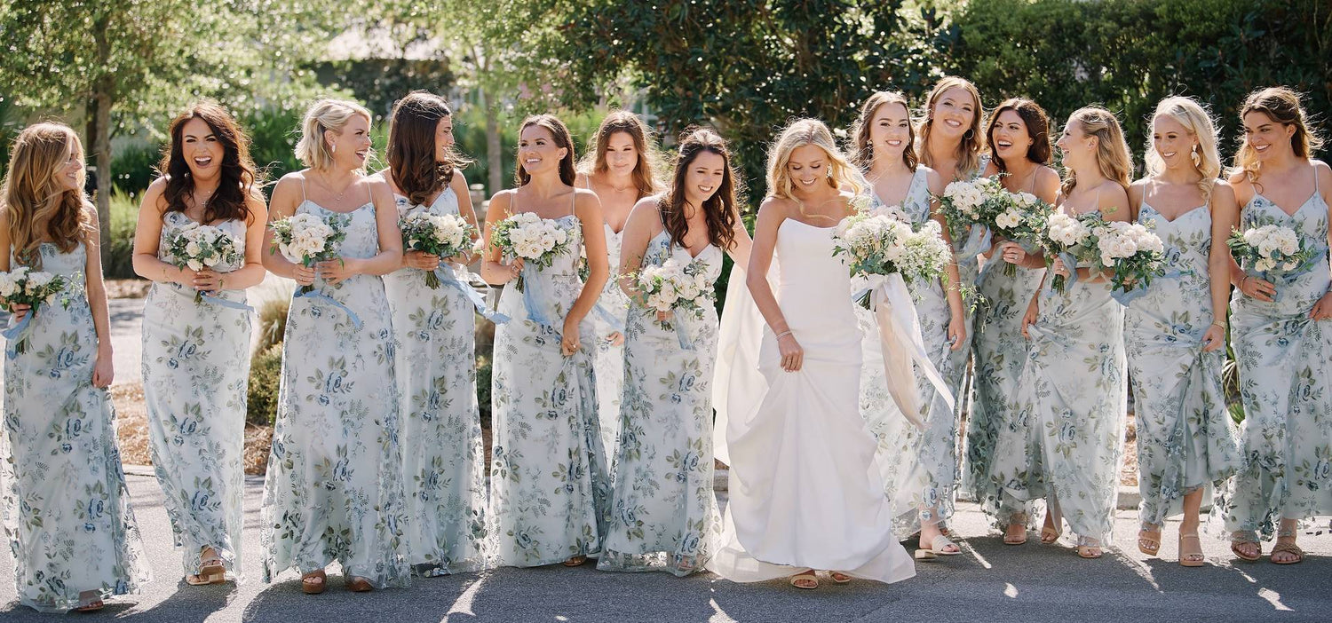 Caroline's Bridesmaids in Whisper Blue Enchanted Floral Print