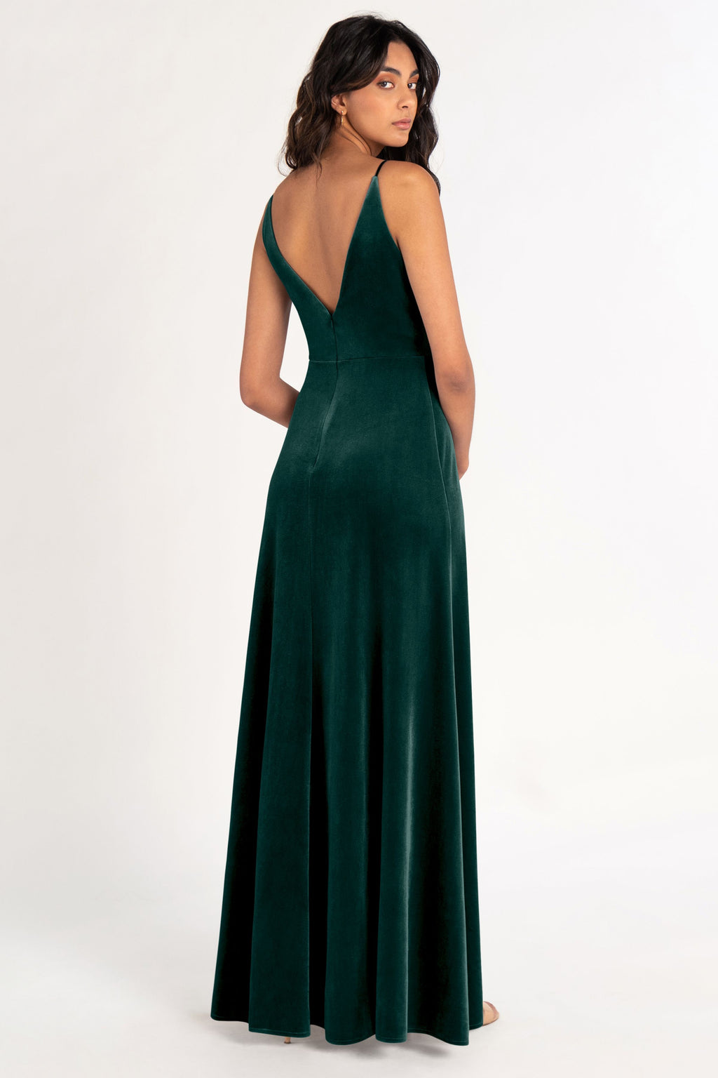 Jenny_Yoo_Bridesmaid_Dress_Jolie_emerald_green_Stretch_Velvet_back