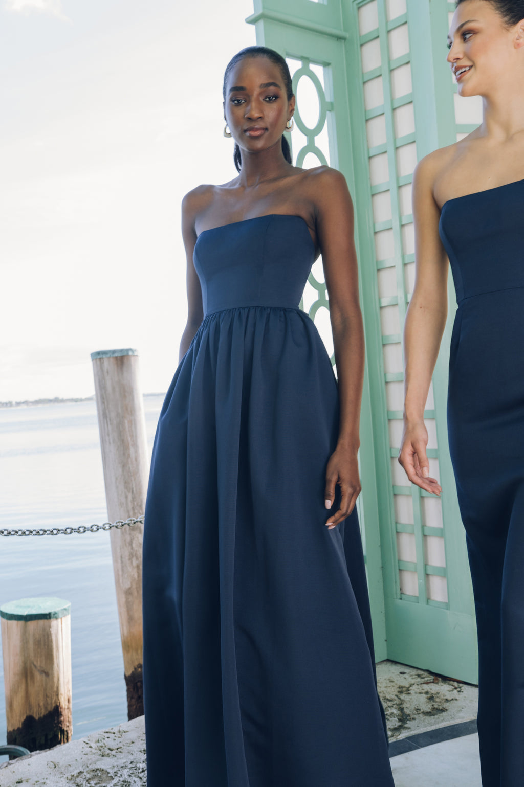 Laney 3 Navy Faile Strapless BridesmaidDress