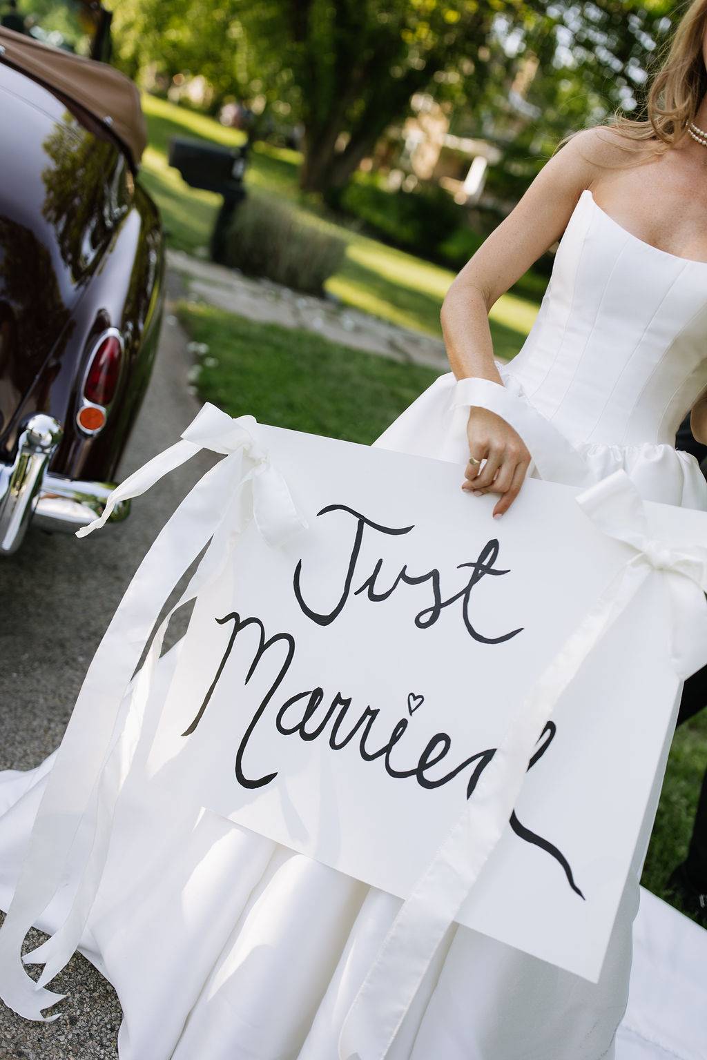 Real Bride in the Milena Basque Waist Anthropologie Bridal Gown