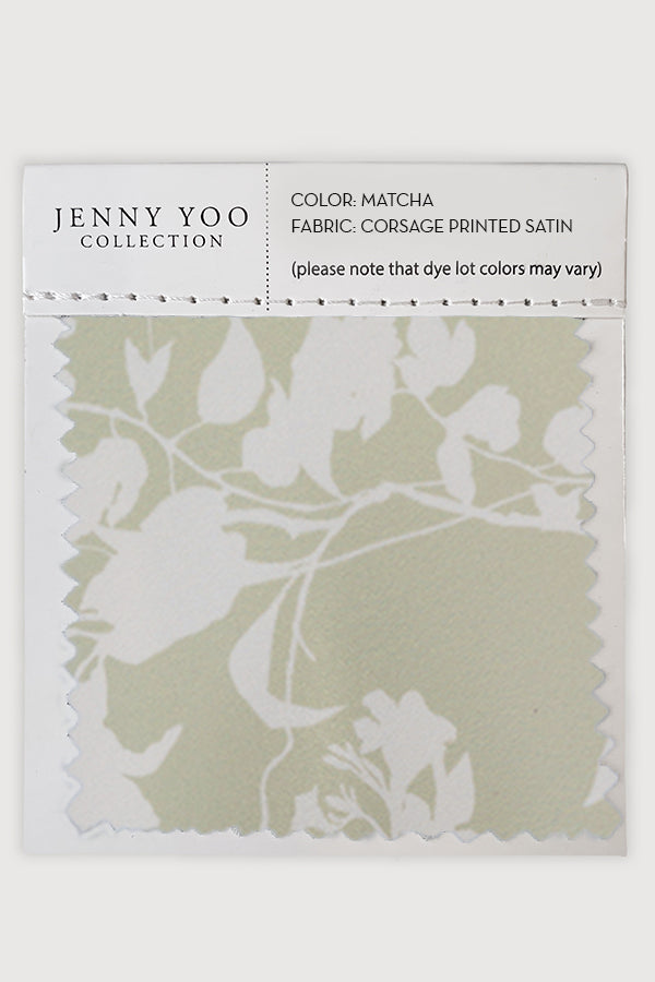 Web Shop Swatches Print Corsage Printed Satin Matcha