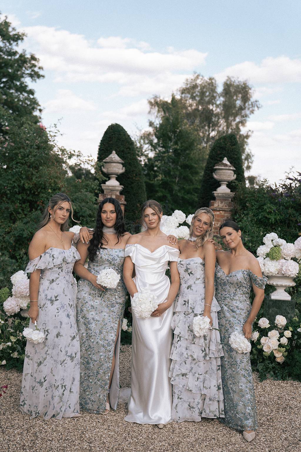 Bride Georgia's Floral Blue Mismatched Bridesmaids