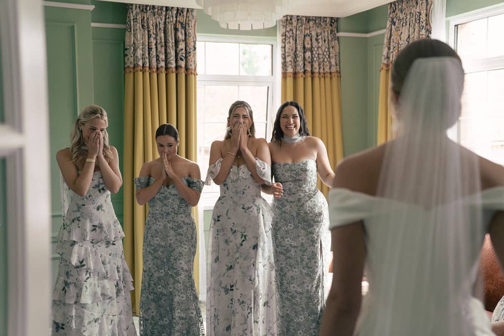 Bride Georgia's Floral Blue Mismatched Bridesmaids