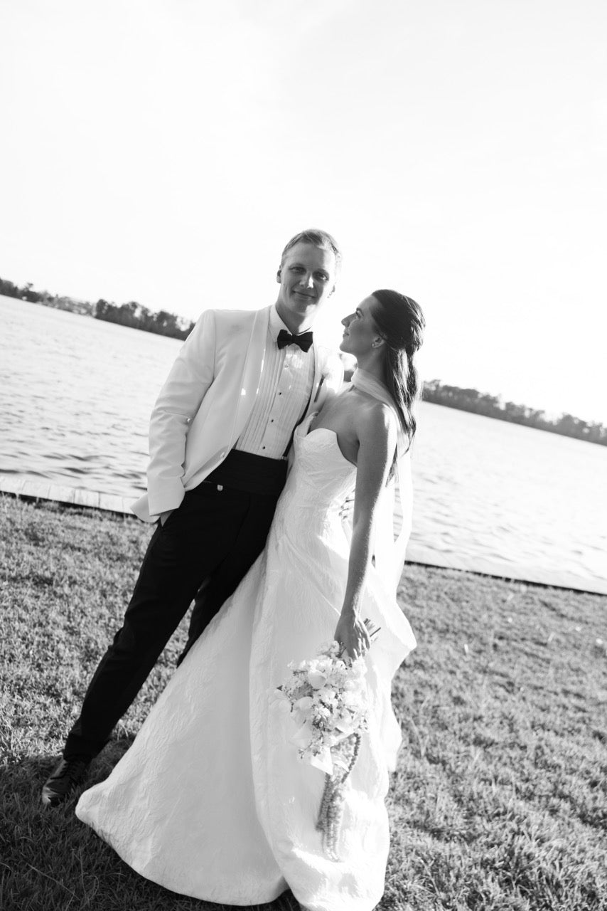 Real Bride in the Michele Convertible Wedding Dress