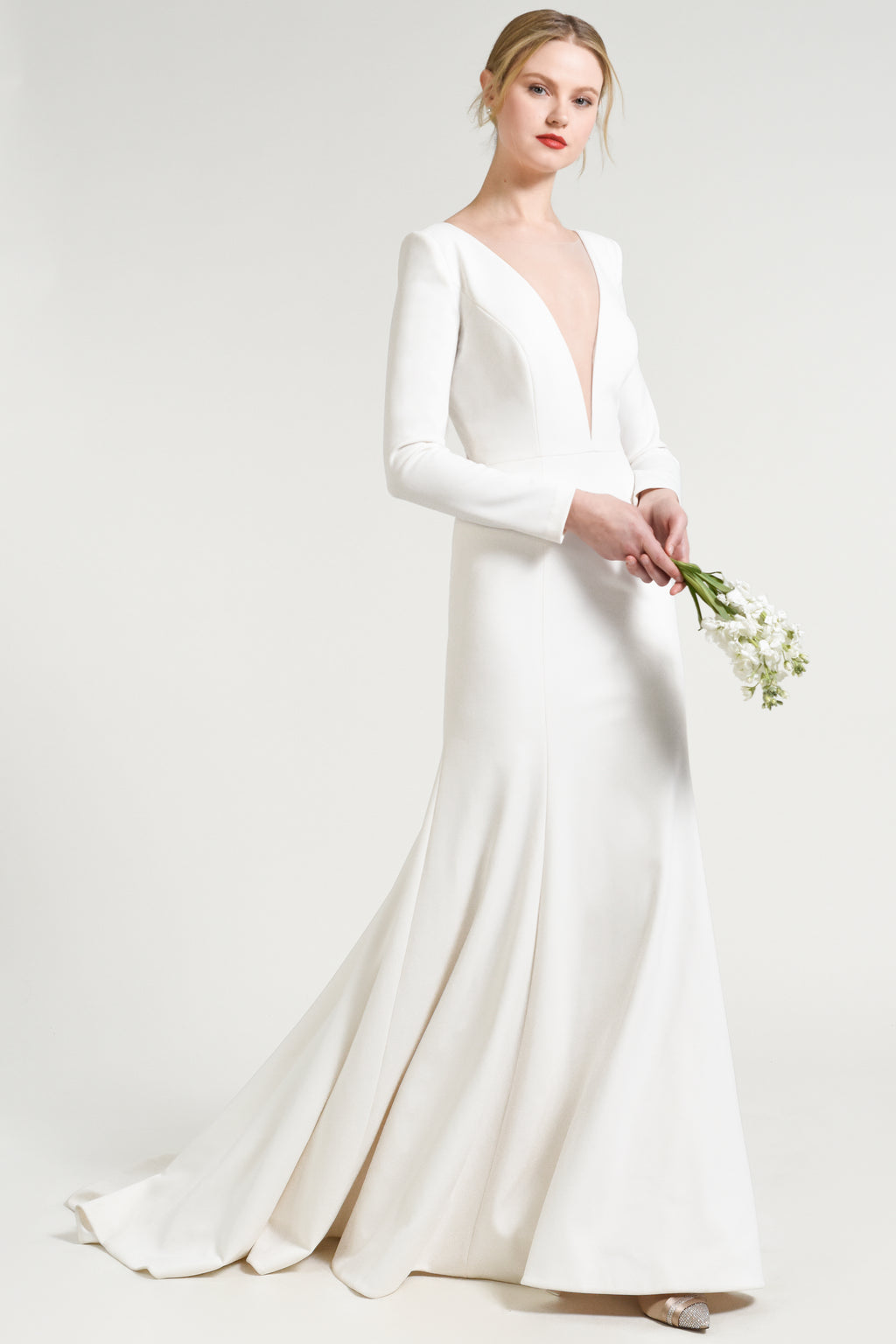 Blythe White Jenny Yoo Long Sleeves Bridal Gown
